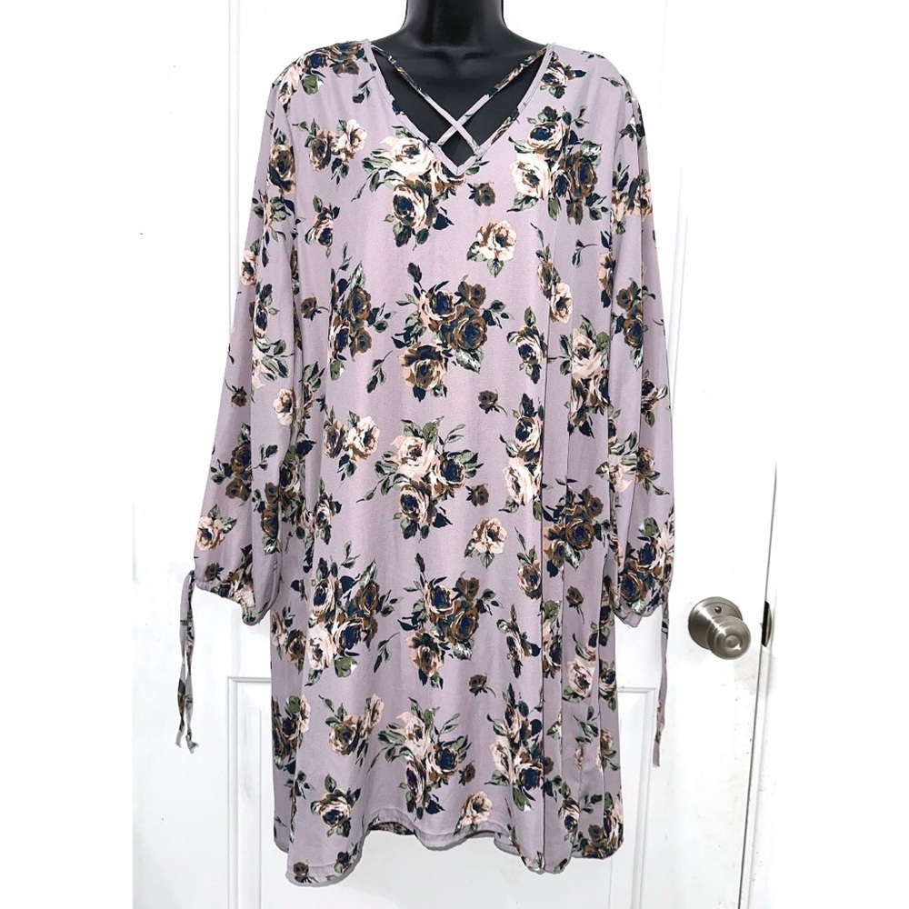 Liberty Love Purple Floral long sleeve V Neck dress